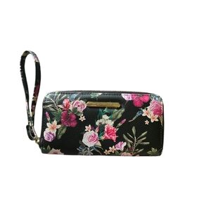 Steve madden black floral wallet with gold detail